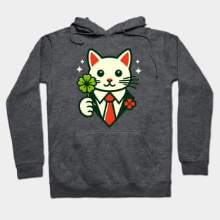 Cat Holding Shamrock for St Patricks Day Hoodie